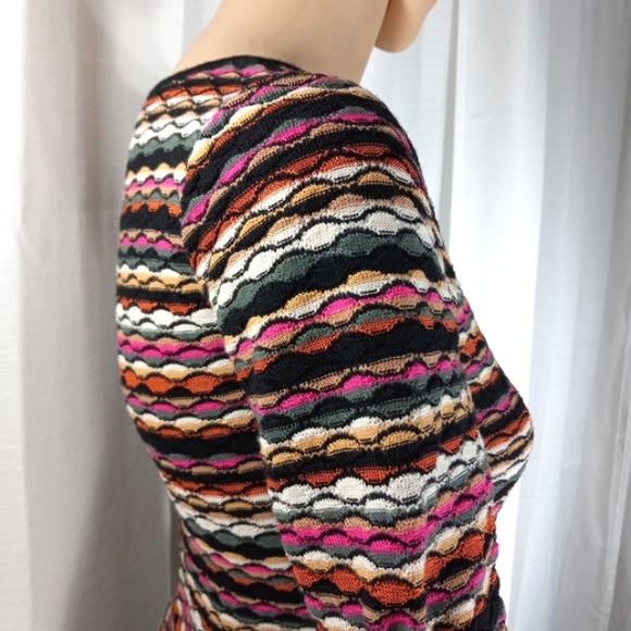 MISSONI Lightweight Scallop Stripe Stretch Wool Knit Long Sleeve Mini Dr… - Picture 11 of 16